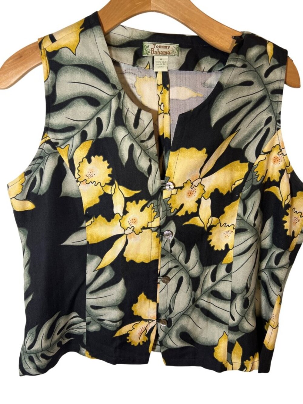 women's TOMMY BAHAMA vintage silk size M medium hawaiian print sleeveless top